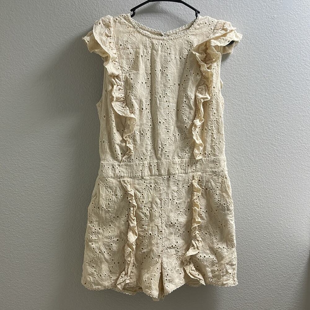 A23) Happy X Nature Sexy Open Back Ruffed Lace Sleeve Romper Short Pants size 12